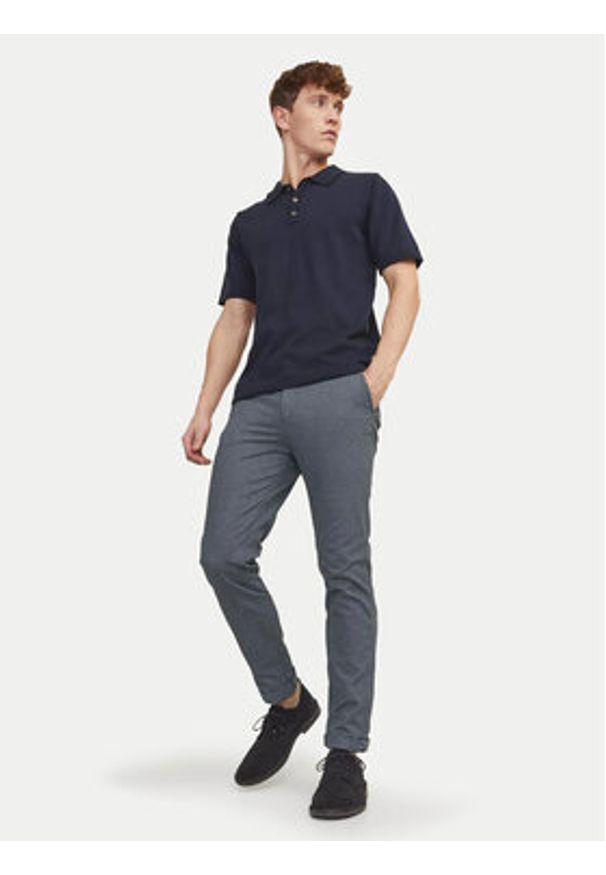 Jack & Jones - Jack&Jones Chinosy Marco 12206199 Niebieski Slim Fit. Kolor: niebieski. Materiał: bawełna