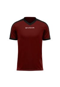 Koszulka piłkarska dla dorosłych Givova Revolution Interlock. Kolor: czerwony, wielokolorowy, czarny, brązowy. Sport: piłka nożna