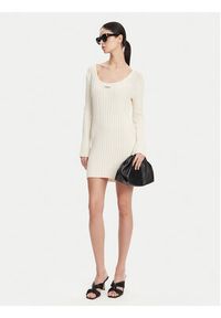Pinko - PINKO Sukienka dzianinowa 105301 A2N7 Écru Regular Fit. Materiał: bawełna #3