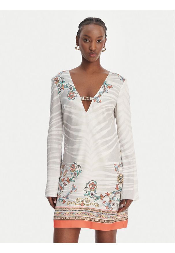 Just Cavalli Sukienka codzienna 80PAO948 NS846 Kolorowy Regular Fit. Okazja: na co dzień. Materiał: wiskoza. Wzór: kolorowy. Typ sukienki: proste. Styl: casual