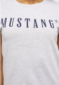 Mustang - MUSTANG Alina C Logo Tee Damski T-shirt Koszulka Light Grey Melange 1013222 4141 #5