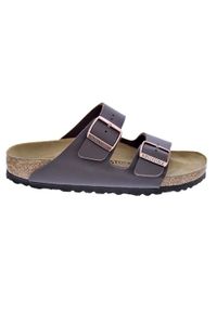 Klapki damskie Birkenstock Arizona BF. Kolor: brązowy. Materiał: syntetyk, materiał