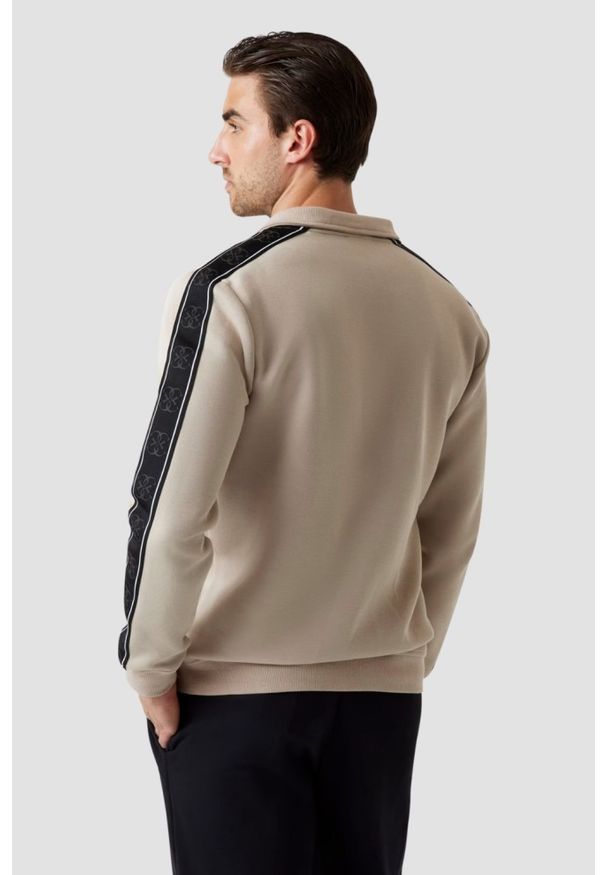 Guess - GUESS Beżowa bluza męska z lampasami Mickey. Kolor: zielony