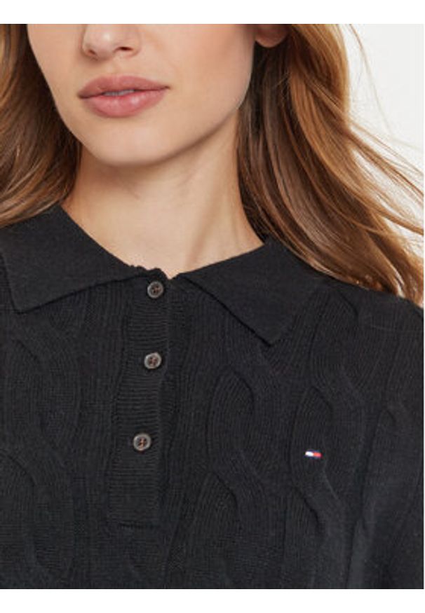 TOMMY HILFIGER - Tommy Hilfiger Sukienka dzianinowa WW0WW43085 Czarny Regular Fit. Kolor: czarny. Materiał: wełna