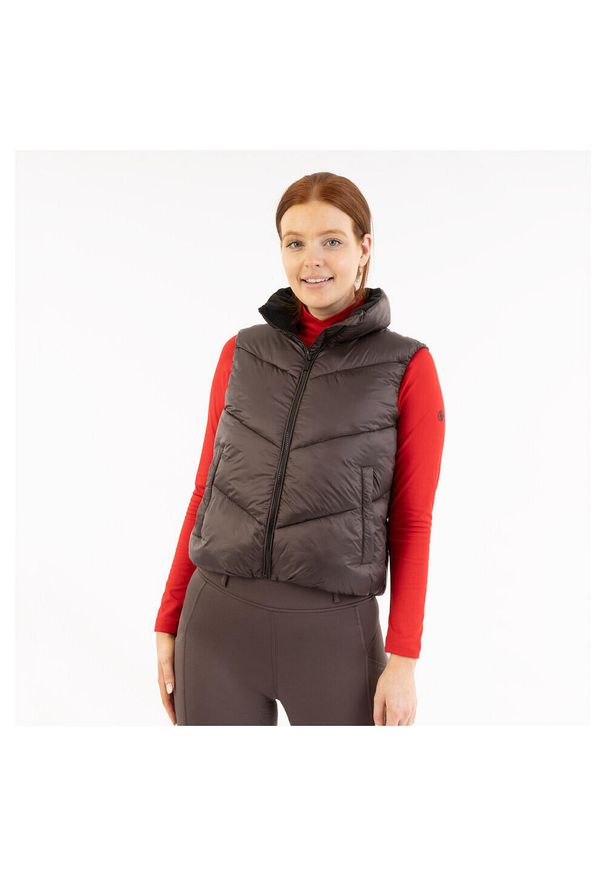 Damska kurtka puchowa BR Equitation Janneke. Kolor: brązowy, wielokolorowy, fioletowy. Materiał: puch