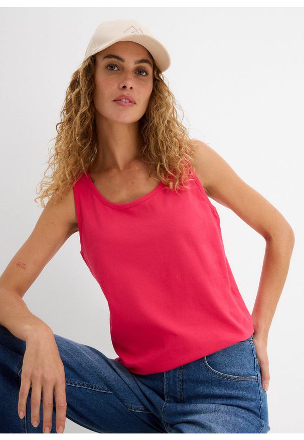 bonprix - Długi top z czystej bawełny (5 sztuk). Kolor: różowy. Materiał: bawełna. Długość: długie. Wzór: gładki, jednolity, melanż