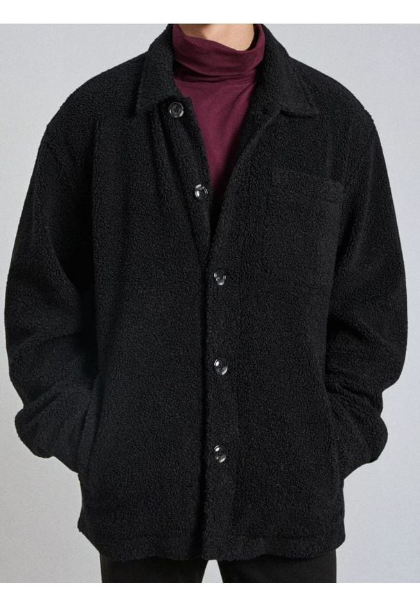 Sinsay - Rozpinana bluza z kołnierzem - czarny. Kolor: czarny