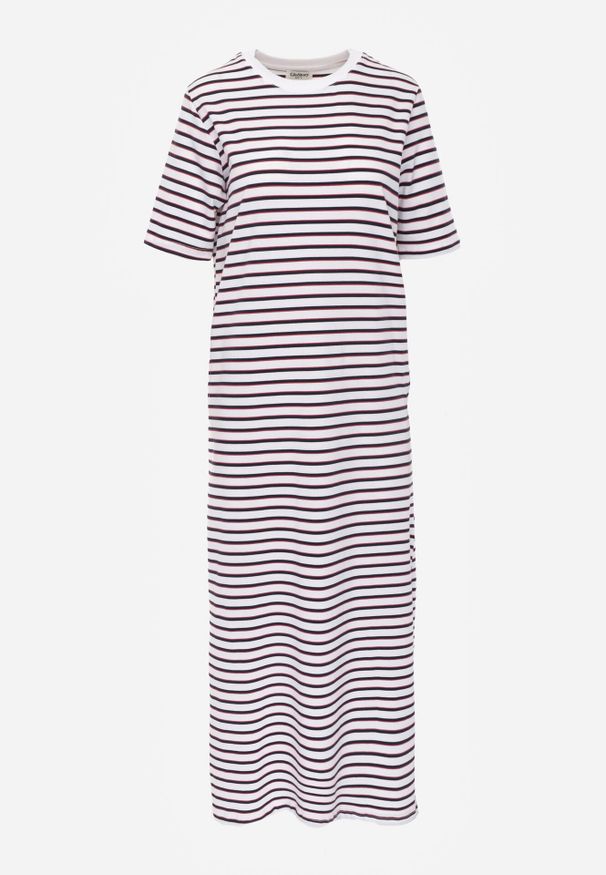 Born2be - Wielokolorowa Pudełkowa Sukienka z Bawełny w Poziome Paski Diove. Okazja: do pracy, na co dzień, na spacer. Kolor: wielokolorowy. Materiał: bawełna. Wzór: paski. Typ sukienki: proste. Styl: klasyczny, casual