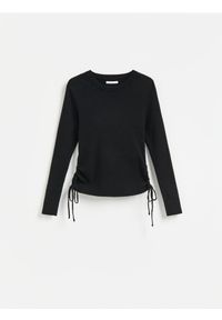 Reserved - Sweter z wiązaniami - czarny. Kolor: czarny. Materiał: bawełna, dzianina #1