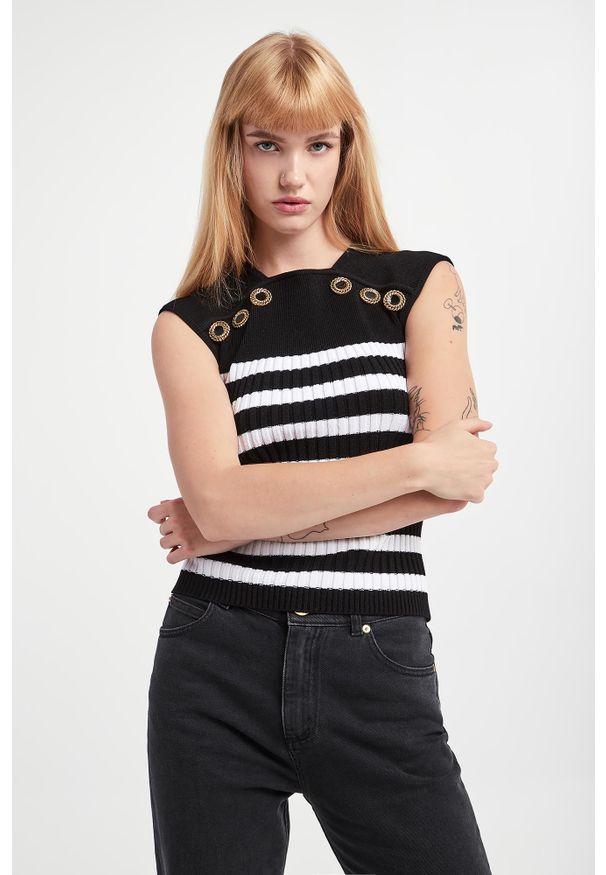 Balmain - Top damski dzianinowy BALMAIN. Materiał: dzianina