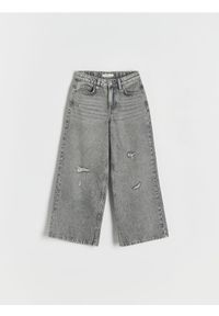 Reserved - Jeansy super wide leg - jasnoszary. Kolor: szary #1