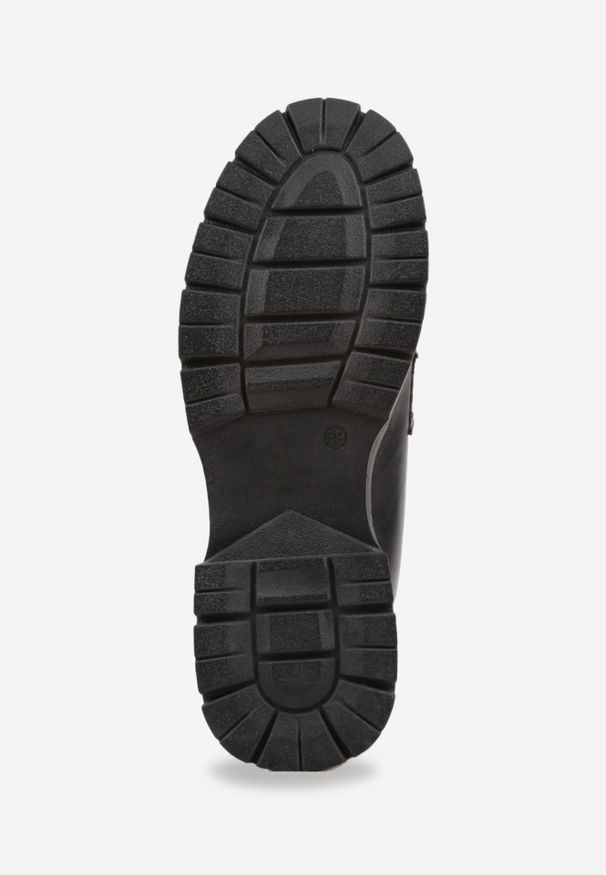 Born2be - Czarne Płaskie Mokasyny z Metalową Ozdobą Evelisse. Okazja: na spotkanie biznesowe, na co dzień. Kolor: czarny. Wzór: aplikacja. Obcas: na obcasie. Styl: elegancki, biznesowy, casual