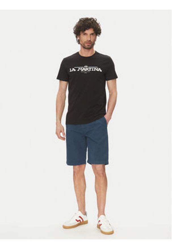 La Martina T-Shirt Aguer MAR304 JS206 Czarny Regular Fit. Kolor: czarny. Materiał: bawełna
