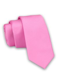 Jednokolorowy Krawat Męski, Śledź - 5 cm - Angelo di Monti, Różowy. Kolor: różowy #1