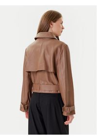 BOSS Kurtka skórzana Satela 50541289 Brązowy Regular Fit. Kolor: brązowy. Materiał: skóra