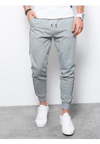 Ombre Clothing - Spodnie męskie dresowe joggery - szary melanż V3 P951 - XXL. Kolor: szary. Materiał: dresówka. Wzór: melanż #5