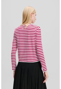 Karl Lagerfeld - KARL LAGERFELD Czerwono-biały damski lonsgleeve Ikon Print Stripe, Rozmiar S. Kolor: czerwony. Materiał: materiał. Wzór: nadruk. Styl: elegancki #3