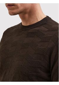 Selected Homme Sweter Romen 16085294 Brązowy Regular Fit. Kolor: brązowy. Materiał: bawełna #3