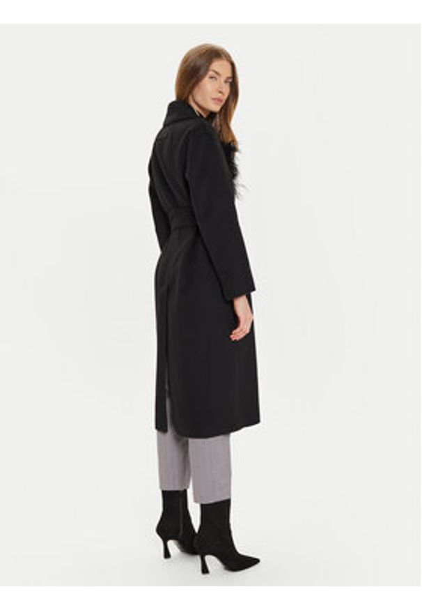 TwinSet - TWINSET Płaszcz wełniany 242TP2065 Czarny Regular Fit. Kolor: czarny. Materiał: syntetyk