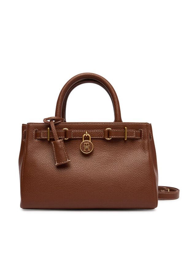 TOMMY HILFIGER - Tommy Hilfiger Torebka American Icon Mini Tote Leather AW0AW17926 Brązowy. Kolor: brązowy. Materiał: skórzane