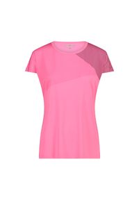 Damska koszulka w paski CMP. Kolor: różowy. Wzór: paski. Sport: turystyka piesza #1