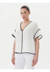 ICONA Bluzka RP5LE004 Biały Relaxed Fit. Kolor: biały. Materiał: len