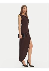 Elisabetta Franchi Sukienka koktajlowa AB-906-61E2-450 Brązowy Regular Fit. Kolor: brązowy. Materiał: wiskoza. Styl: wizytowy #2