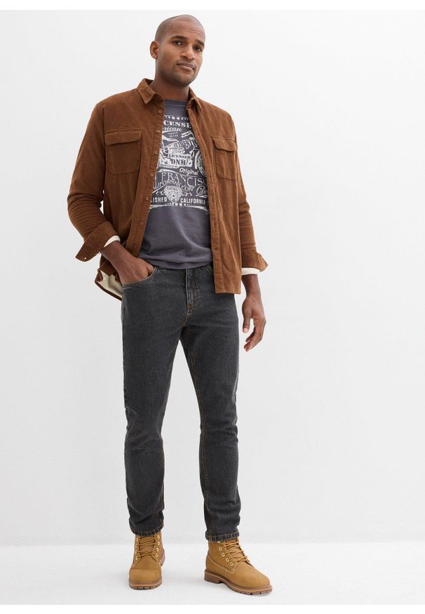 bonprix - Dżinsy z elastycznymi wstawkami w talii, classic fit, prosta nogawka. Stan: podwyższony. Kolor: czarny