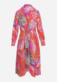 Born2be - Fioletowo-Pomarańczowa Kopertowa Sukienka z Rozkloszowanym Dołem Wiązana Paskiem Ehope. Kolor: fioletowy. Materiał: tkanina. Typ sukienki: kopertowe #5