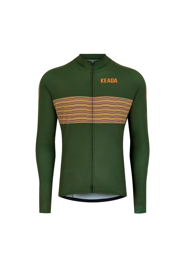 KEADA SPORTS - Męska koszulka rowerowa z długim rękawem - Onwards One. Kolor: zielony, żółty, wielokolorowy. Długość rękawa: długi rękaw. Długość: długie. Sport: kolarstwo