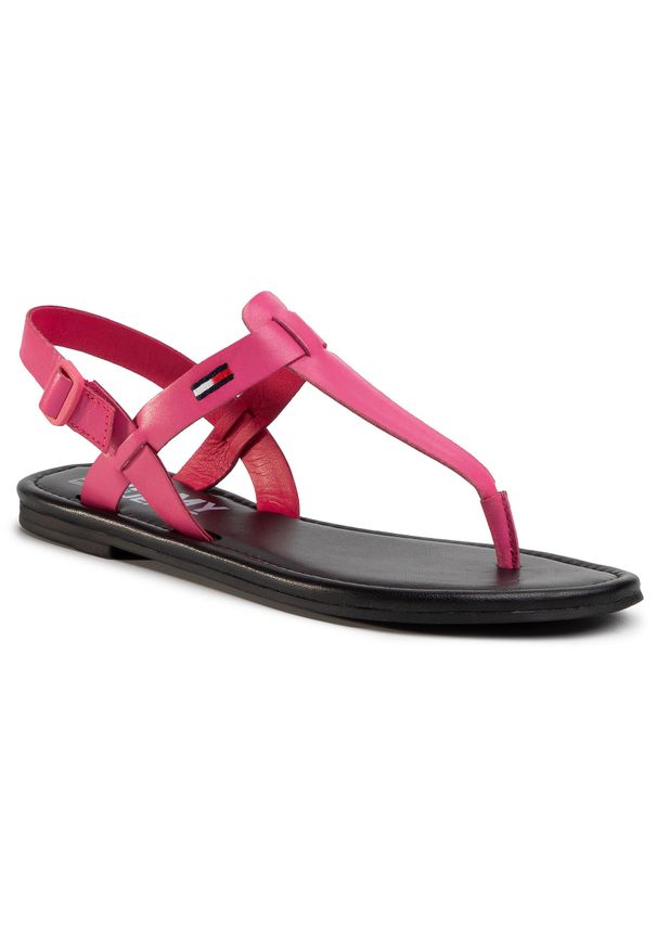 Sandały Tommy Jeans Color Block Basic Thong Sandal EN0EN00908 Blush Red XIF. Kolor: różowy. Materiał: skóra