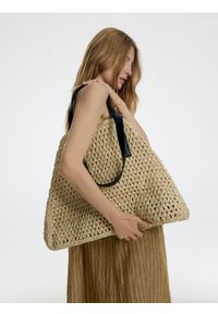 Reserved - Pleciona torebka shopper - złamana biel