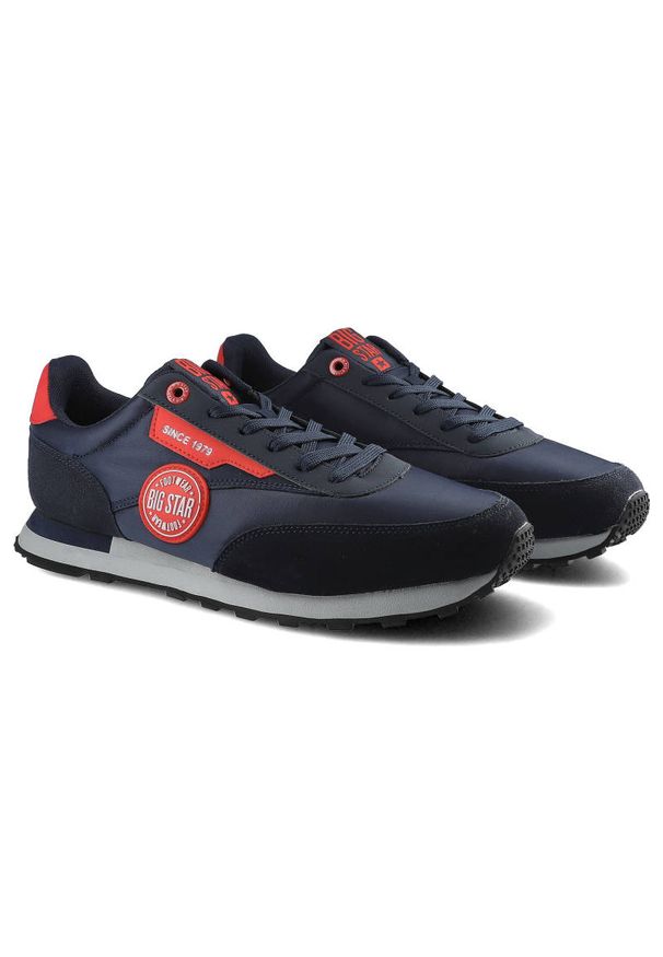 Big-Star - Granatowe Sneakersy Big Star Męskie Modne Półbuty. Okazja: na co dzień. Kolor: niebieski. Materiał: skóra ekologiczna, zamsz, materiał. Szerokość cholewki: normalna. Sport: fitness