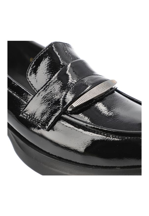 Czarne Półbuty S.Barski Eleganckie Mokasyny Damskie. Kolor: czarny. Materiał: materiał. Sezon: lato. Styl: elegancki