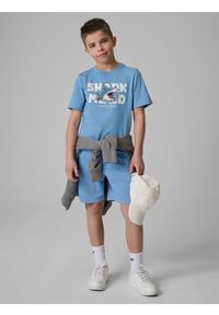 4f - 4F T-shirt regular z nadrukiem chłopięcy - niebieski 140 (9-10 lat). Okazja: na co dzień. Kolor: niebieski. Materiał: bawełna, dzianina. Wzór: nadruk. Sezon: lato. Styl: casual #2