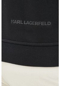 Karl Lagerfeld bluza 523910.705086 męska kolor czarny z kapturem z aplikacją. Okazja: na co dzień. Typ kołnierza: kaptur. Kolor: czarny. Materiał: materiał. Wzór: aplikacja. Styl: casual #5