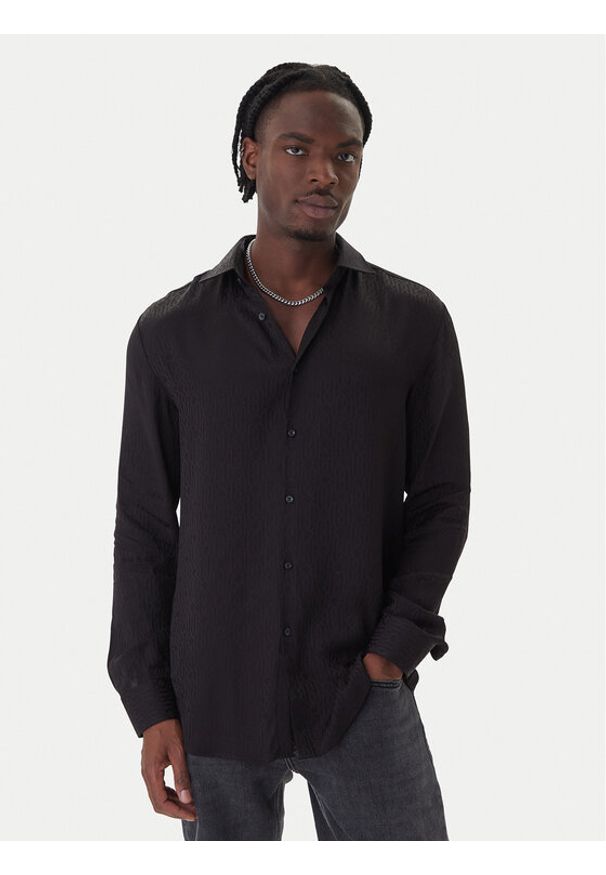 Hugo - HUGO Koszula Kenno 50550513 Czarny Slim Fit. Kolor: czarny. Materiał: wiskoza
