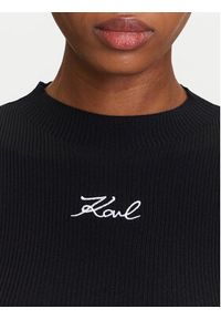 Karl Lagerfeld - KARL LAGERFELD Sweter A3W18025 Czarny Slim Fit. Typ kołnierza: dekolt w karo. Kolor: czarny. Materiał: syntetyk, wiskoza #3