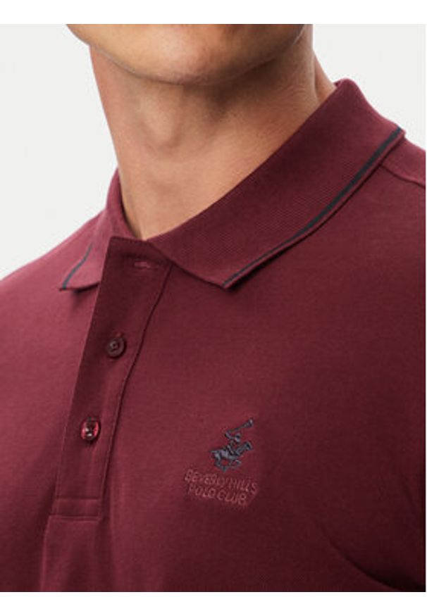 Beverly Hills Polo Club Polo P-SS26M-P42561 Bordowy Regular Fit. Typ kołnierza: polo. Kolor: czerwony. Materiał: bawełna