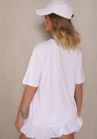 Renee - Biały T-shirt z Bawełny Ozdobiony Brokatem Isadelle. Okazja: na co dzień. Kolor: biały. Materiał: bawełna. Wzór: aplikacja. Styl: klasyczny, casual #4