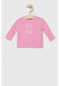 United Colors of Benetton longsleeve bawełniany niemowlęcy kolor różowy. Okazja: na co dzień. Kolor: różowy. Materiał: bawełna. Długość rękawa: długi rękaw. Styl: casual #1