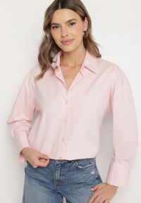 Born2be - Różowa Bawełniana Koszula w Klasycznym Stylu Nalaris. Kolor: różowy. Materiał: bawełna. Styl: klasyczny #6