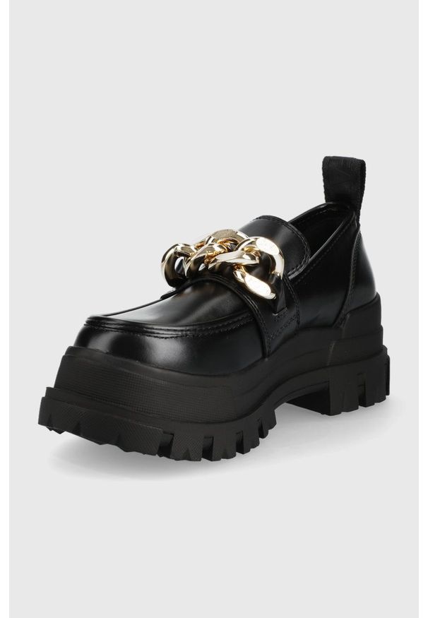 Buffalo mokasyny Aspha Loafer Chain damskie kolor czarny na platformie. Kolor: czarny. Materiał: guma. Obcas: na platformie