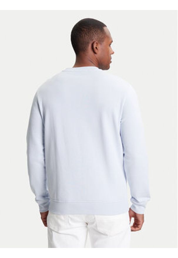 Karl Lagerfeld - KARL LAGERFELD Bluza 705091 553917 Błękitny Regular Fit. Typ kołnierza: dekolt w karo. Kolor: niebieski. Materiał: bawełna