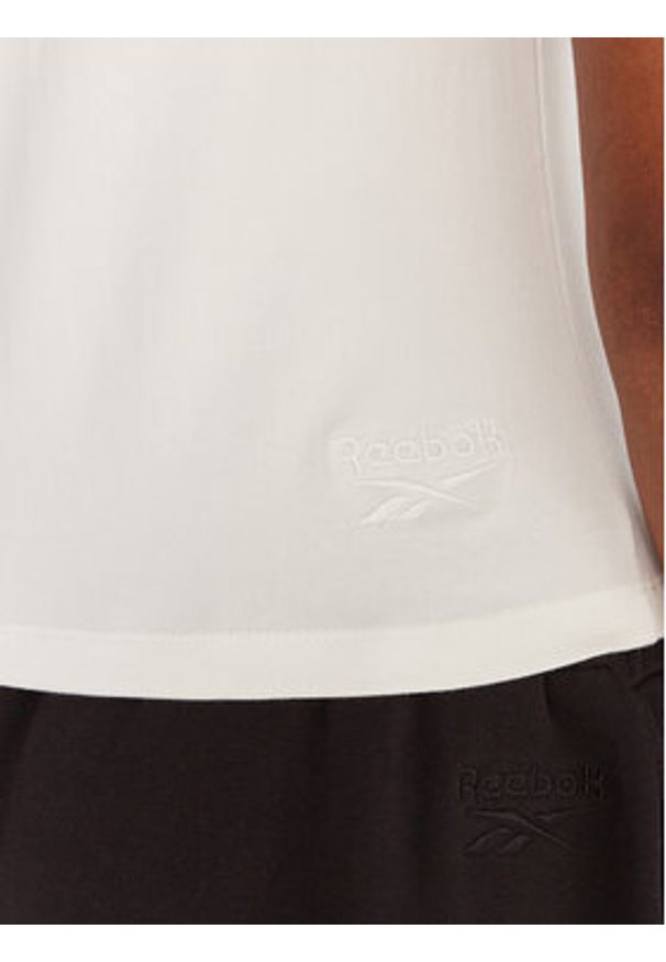 Reebok T-Shirt RK25309CCW Biały Slim Fit. Kolor: biały. Materiał: bawełna