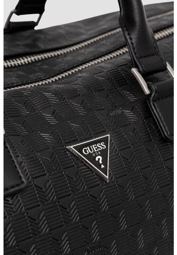 Guess - GUESS Сzarna torba podróżna Torino Duffle. Kolor: czarny. Materiał: materiał