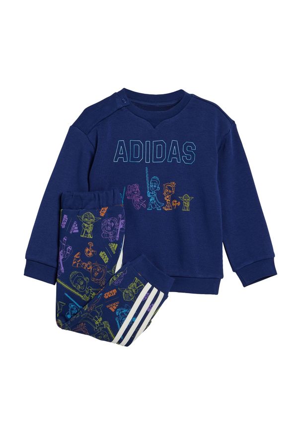 Adidas - Zestaw adidas x Star Wars Young Jedi Crewneck and Jogger. Kolor: wielokolorowy, niebieski. Materiał: dresówka. Wzór: motyw z bajki