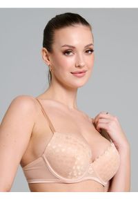 Sinsay - Biustonosz push-up z ozdobną koronką - kremowy. Kolor: kremowy. Materiał: koronka. Wzór: koronka
