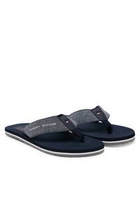 TOMMY HILFIGER - Tommy Hilfiger Japonki Chambray Beach Sandal FM0FM05570 Granatowy. Kolor: niebieski. Materiał: materiał