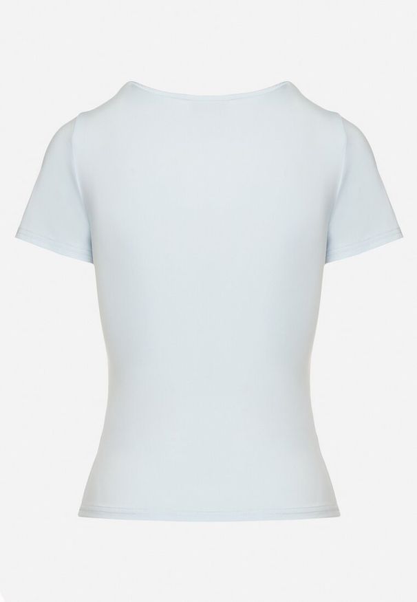 Born2be - Jasnoniebieski T-shirt z Wiskozą o Dopasowanym Kroju z Dekoltem w Serek Folarisse. Typ kołnierza: dekolt w serek. Kolor: niebieski. Materiał: wiskoza